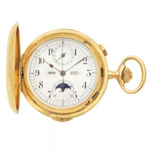 Chronograph repeater with calender and moon phase Circa 1890