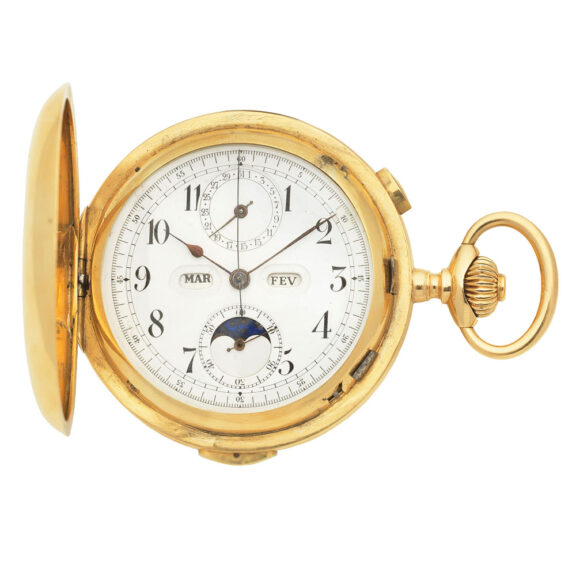 Chronograph repeater with calender and moon phase Circa 1890