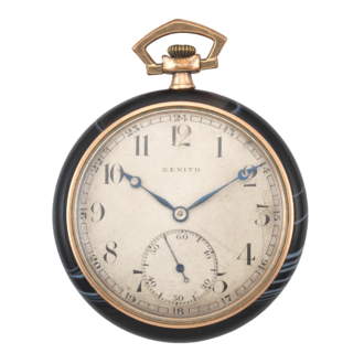 A Swiss black hardstone open face pocket watch Circa 1920