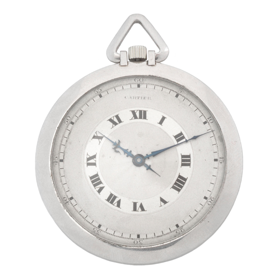 A French platinum open face pocket watch by Cartier Circa 1930