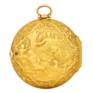 An English repousse gold pair cased verge watch Circa 1725-1750