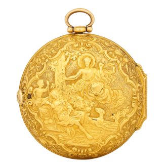 An English repousse gold pair cased verge watch Circa 1725-1750