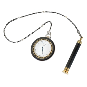 Rare French onyx gold mounted jump hour dress watch Circa 1925