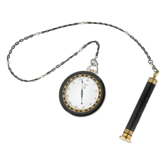 Rare French onyx gold mounted jump hour dress watch Circa 1925