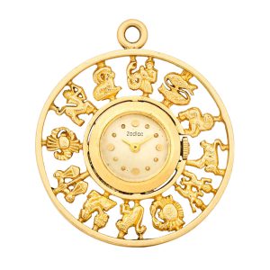 A Swiss gold manual wind 12 Zodiacs pendant watch Circa 1950