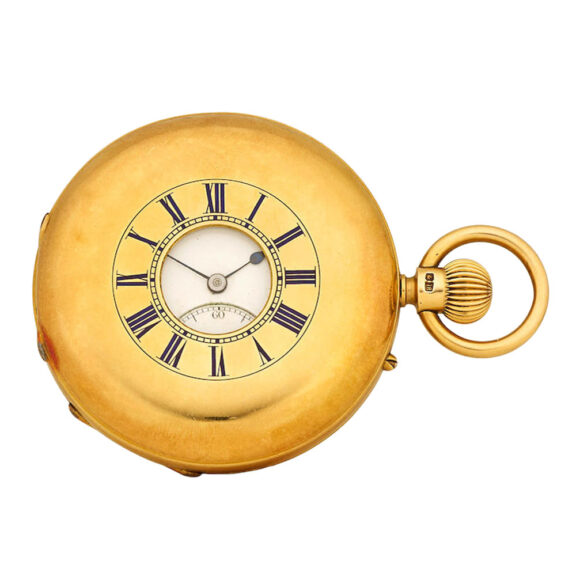 An English gold half hunter cased lever pocket watch Circa 1880