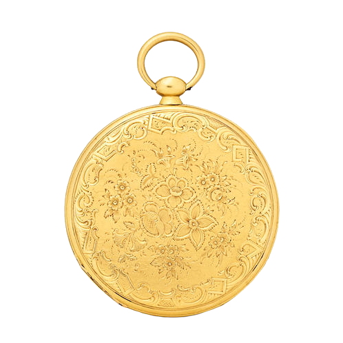 A very thin Swiss gold cylinder pocket watch Circa 1825-1850