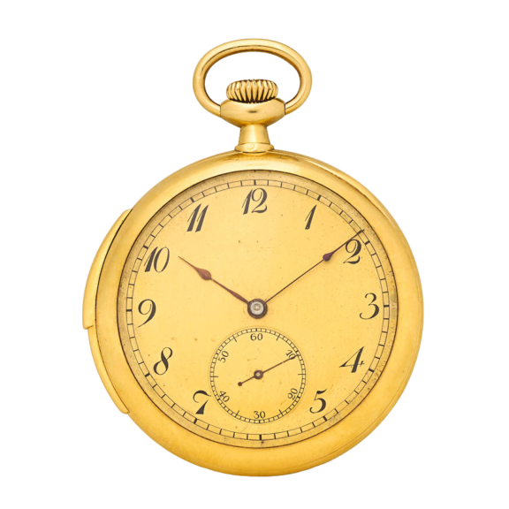 Swiss gold minute repeating open face pocket watch Circa 1900