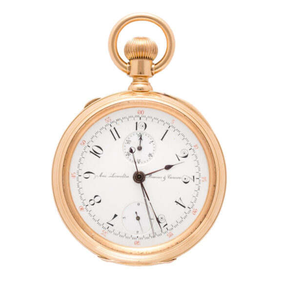 Swiss gold lever chronograph with register Circa 1875-1900