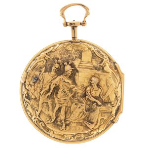 English gold pocket watch with repousse decoration Circa 1750