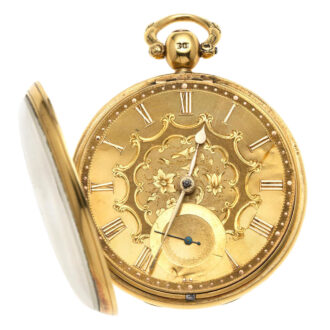 An English gold key wind open face pocket watch Circa 1867