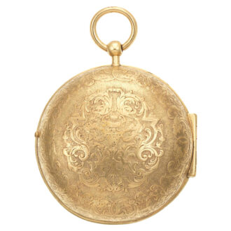 A French gilt metal pocket watch with mock pendulum Circa 1690