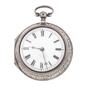An English silver watch with 7 day verge escapement Circa 1742