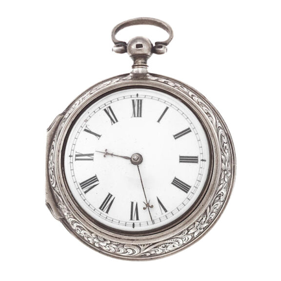 An English silver watch with 7 day verge escapement Circa 1742
