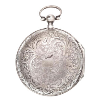 An English silver watch with 7 day verge escapement Circa 1742