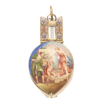 Unusual Swiss gilt, enamel watch in the form of a lute Circa 1790