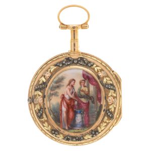 A French gold pocket watch with enamel decoration Circa 1800