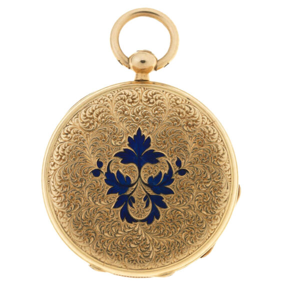 A Swiss miniature gold and enamel pocket watch Circa 1850