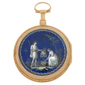 A French gold pocket watch with enamel decoration Circa 1790