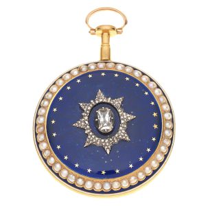 English gold, enamel and seed pearl set pocket watch Circa 1790