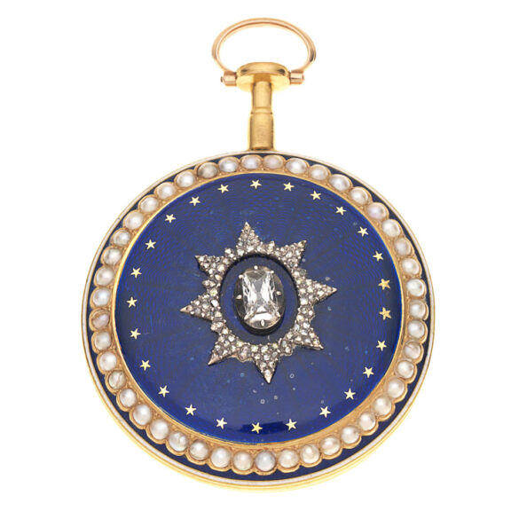 English gold, enamel and seed pearl set pocket watch Circa 1790