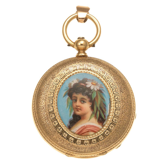 Swiss lever with Bohemian enamel decoration Circa 1850