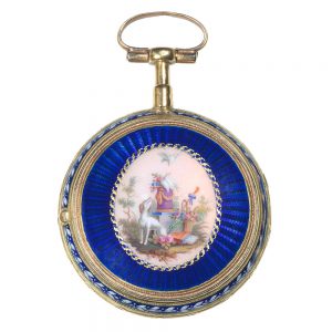 A French gold and polychrome enamel pocket watch Circa 1790