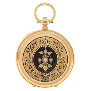 A Swiss gold pocket watch with enamel decoration Circa 1890
