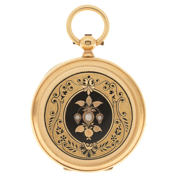 A Swiss gold pocket watch with enamel decoration Circa 1890