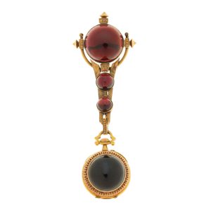 French gold and stone set watch with chatelaine Circa 1880