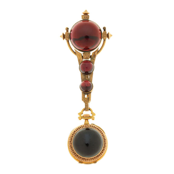 French gold and stone set watch with chatelaine Circa 1880