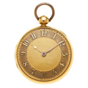An English gold key wind open face lever pocket watch Circa 1821