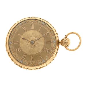 An English gold key wind open face lever pocket watch Circa 1828