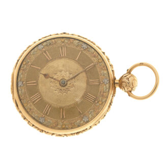 An English gold key wind open face lever pocket watch Circa 1828