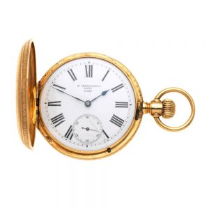 A Swiss gold keyless wind full hunter pocket watch Circa 1890