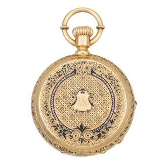 American gold and enamel full hunter pocket watch Circa 1880