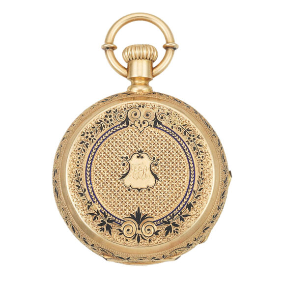 American gold and enamel full hunter pocket watch Circa 1880