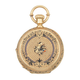 American gold and enamel full hunter pocket watch Circa 1880