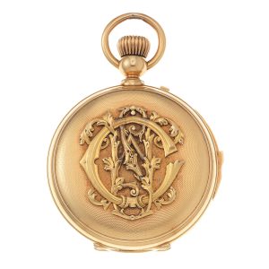 Swiss gold minute repeating lever pocket watch Circa 1900