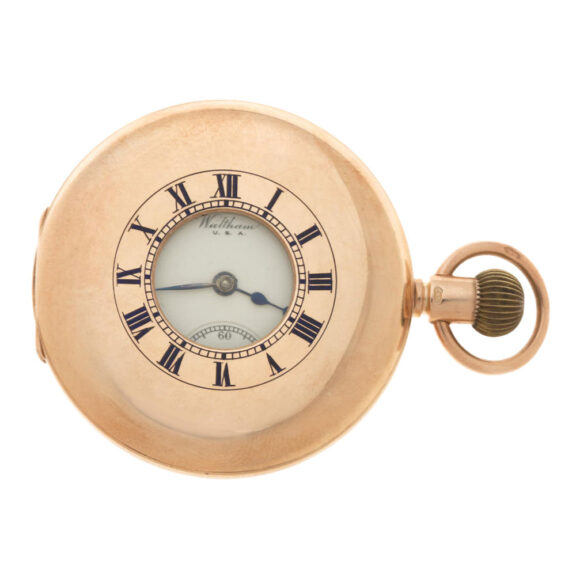 An American gold half hunter lever pocket watch Circa 1921