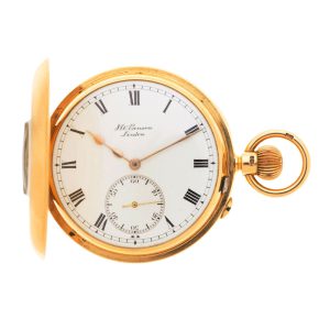 An English gold keyless wind half hunter pocket watch Circa 1912