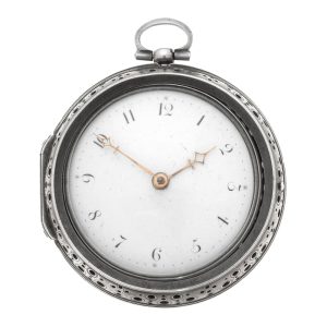 An English silver key wind pair case verge clock watch Circa 1710