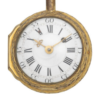 A French gilt quarter repeating verge pocket watch Circa 1750