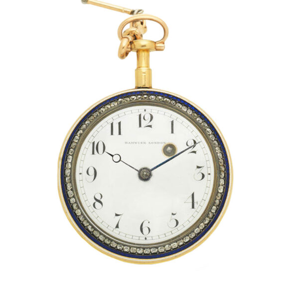 English gold, enamel and diamond set pocket watch Circa 1830 English gold, enamel and diamond set pocket watch Circa 1830