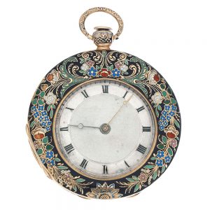 Swiss gold pocket watch with enamel decoration Circa 1825