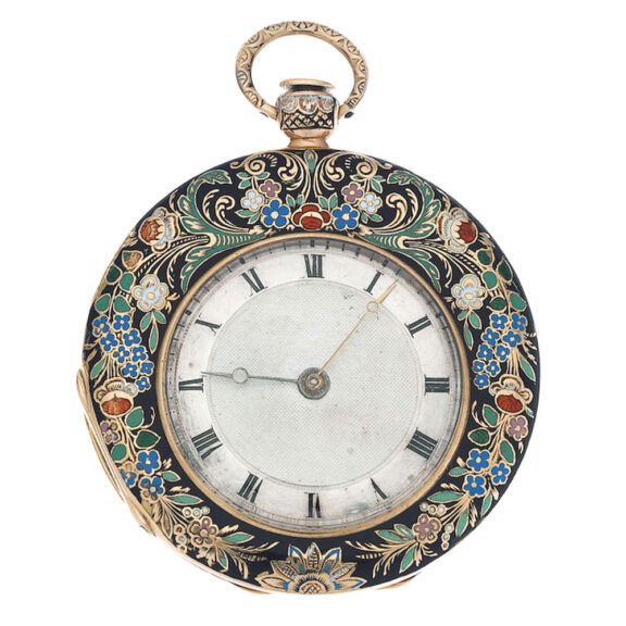 Swiss gold pocket watch with enamel decoration Circa 1825