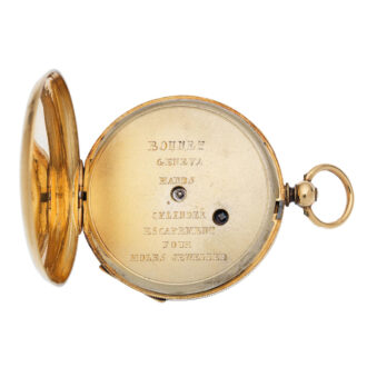 A Swiss gold key wind open face cylinder pocket watch Circa 1830