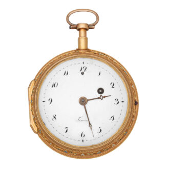 Swiss gold repeater with enamel and stone set reverse Circa 1790