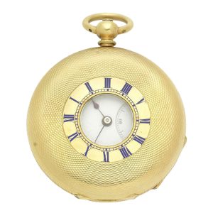 A Swiss gold keyless wind half hunter pocket watch Circa 1820