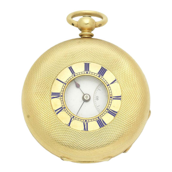 A Swiss gold keyless wind half hunter pocket watch Circa 1820